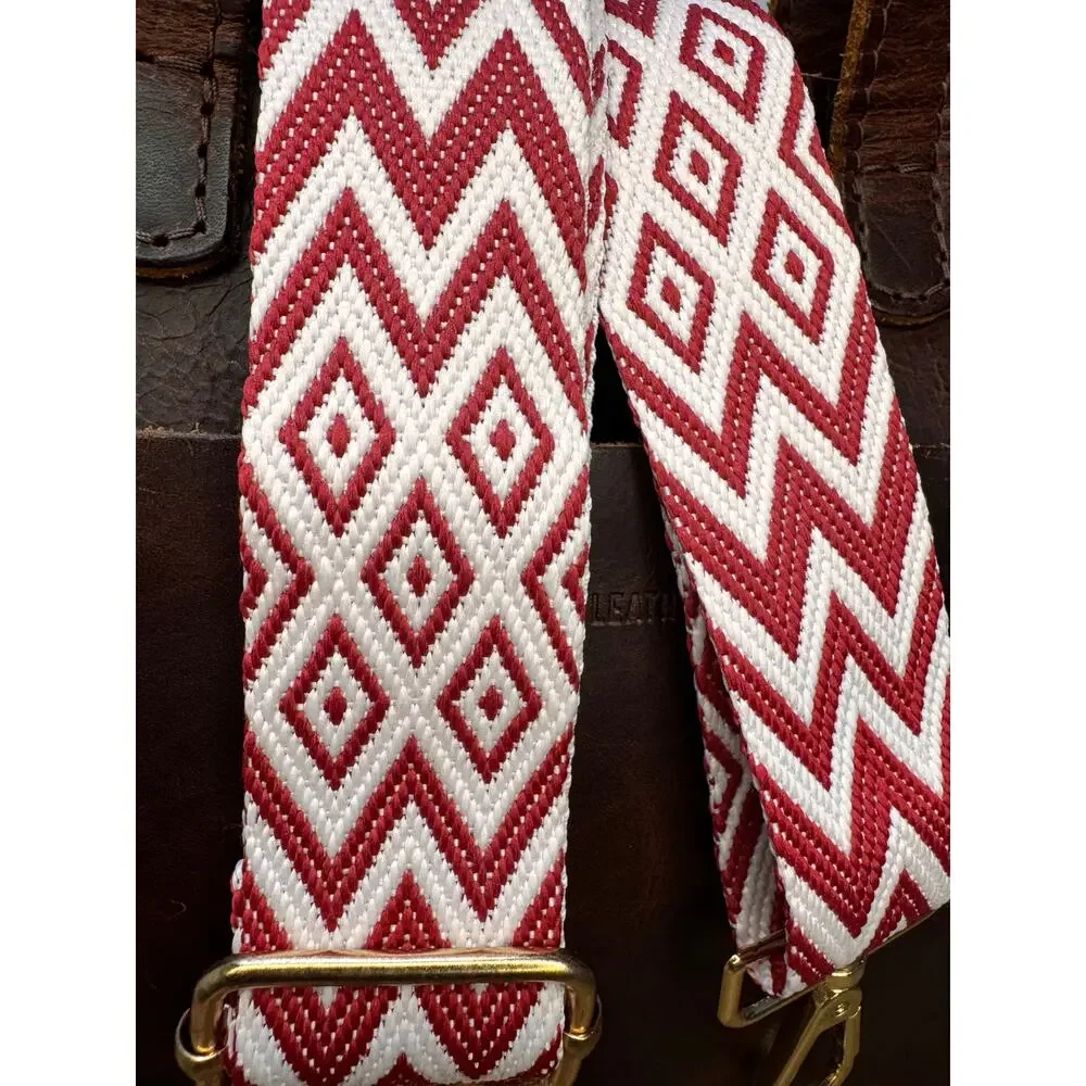 Red Purse Strap Wide Bag Strap Boho Crossbody Chevron Purse Strap